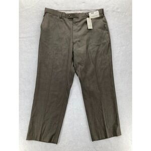 Louis Raphael Tailored Dress Pants Mens 40x30 Walnut Brown Micro Plaid Super 150